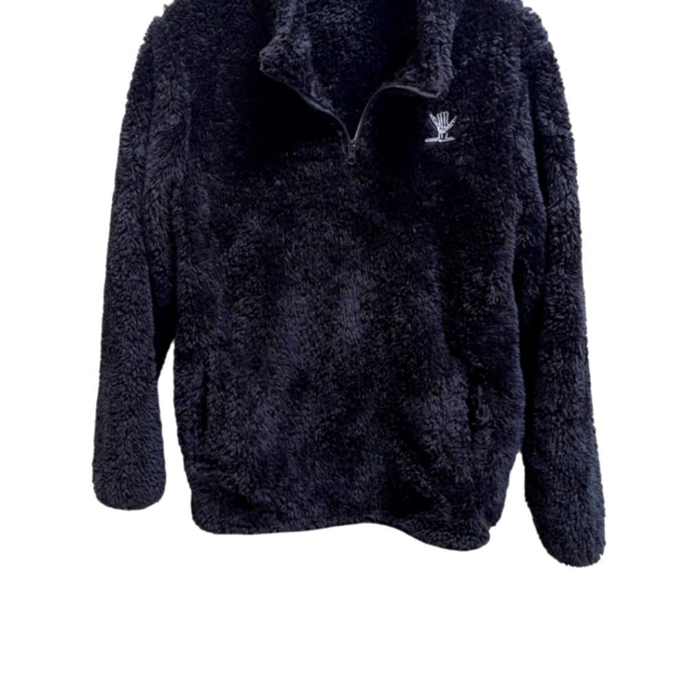 XL Shreddy Lyfe Sherpa Plush Quarter Zip Pullover Shaka Skeleton Pockets Womens